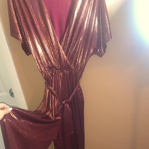 Women’s Forever 21 medium metallic copper jumpsuit